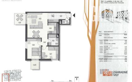 Pekný 3i byt s dvoma exteriérmi pri lese v NOVOSTAVBE Záhradné Vily, BA IV., Dúbravka , 89,34 m2