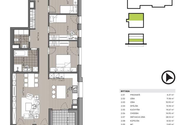 Novostavba 4i bytu s TERASOU v NADŠTANDARDNOM nízko podlažnom projekte Sady Jarovce, BA V., 130,52 m2