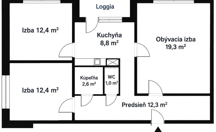 Perspektívny 3 izbový byt, TOP lokalita na začiatku Petržalky , Mamateyova ul., 74,12 m2 - fotografia 12